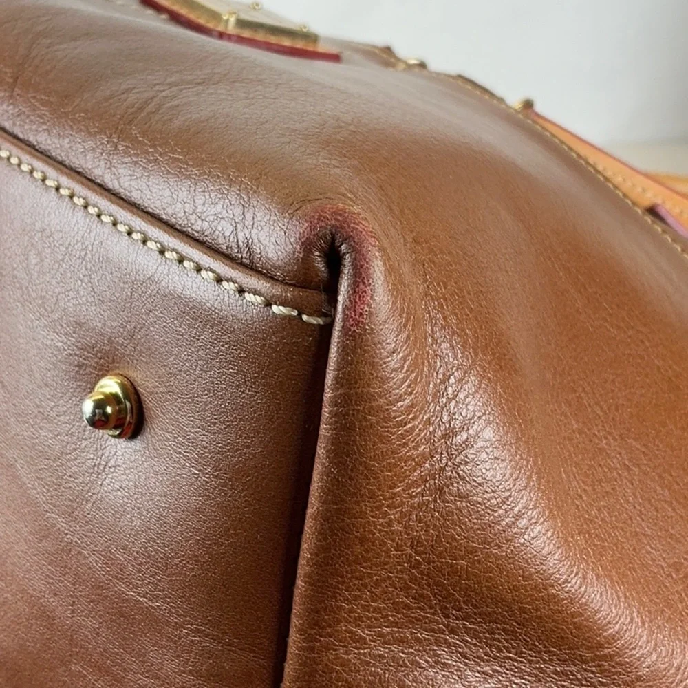 Dooney & Bourke Vintage Dillen Brown Tan Hand Crossbody Satchel‎ Bag